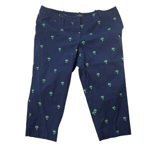 Talbots Navy & Green Palm Tree Heritage Pant Women's Chino 18P